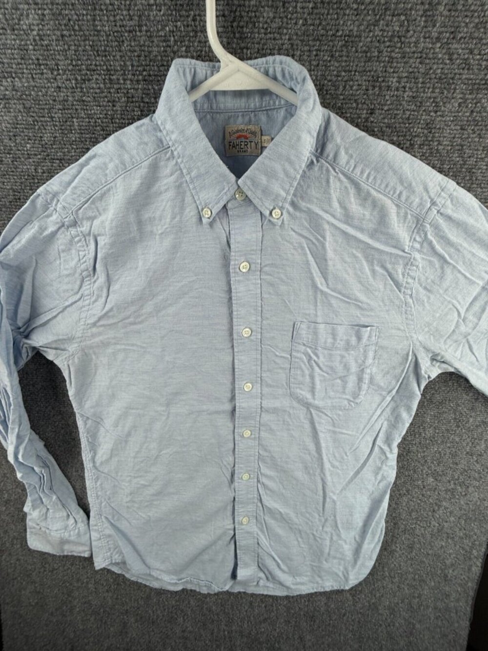 Faherty Long Sleeve Blue Button Up Shirt Men Small Cotton Blend Lightweight